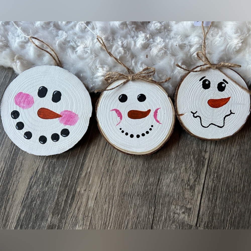 New!! Hand-Painted Snowman Wood Slices